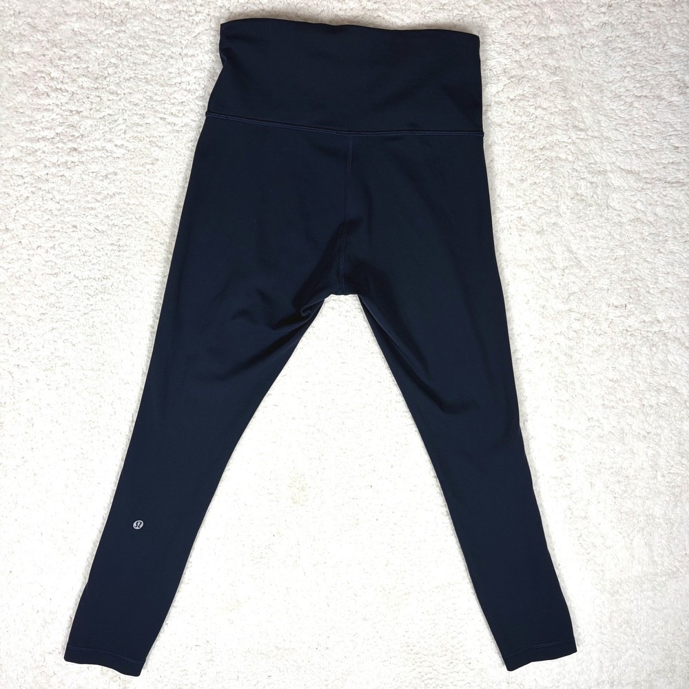 Lululemon High Rise Leggings Navy Blue Split Hem Athletic Pants Size 6 LW5GYIS - Picture 2 of 8